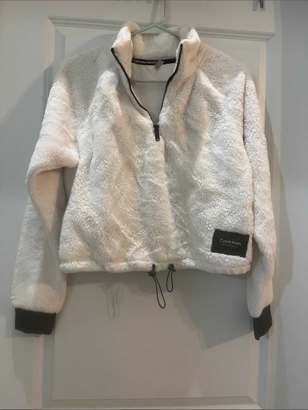 Calvin Klein Cream Plush Half-Zip Teddy Jacket